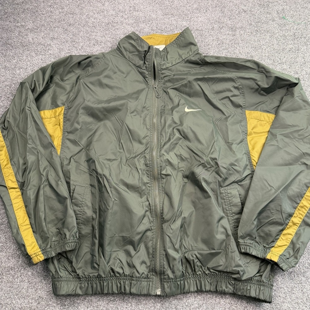 Vintage Nike Air Windbreaker‎ Jacket Olive Green Yellow Colorblock Y2K Mens